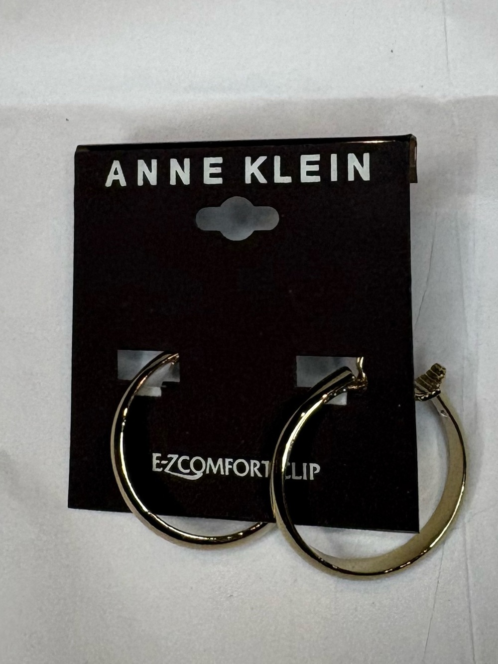 Anne Klein Gold Tone Round Hoop Clip-On Earrings Metal EZ Comfort